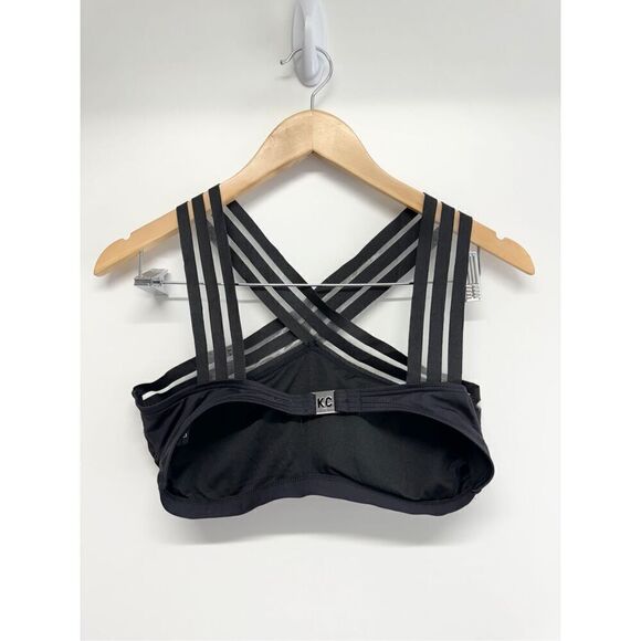 Kenneth Cole Swimming Top Size Medium Black Stretch Crisscross Padded - Picture 5 of 7